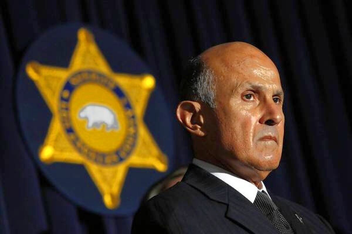 Los Angeles County Sheriff Lee Baca at a news conference earlier this year.