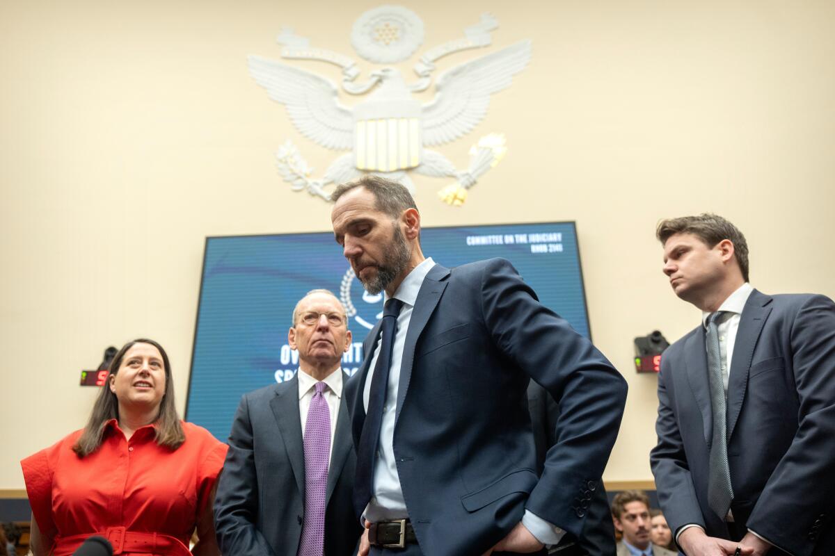 Former Justice Department special counsel Jack Smith arrives for Thursday's House Judiciary Committee hearing.