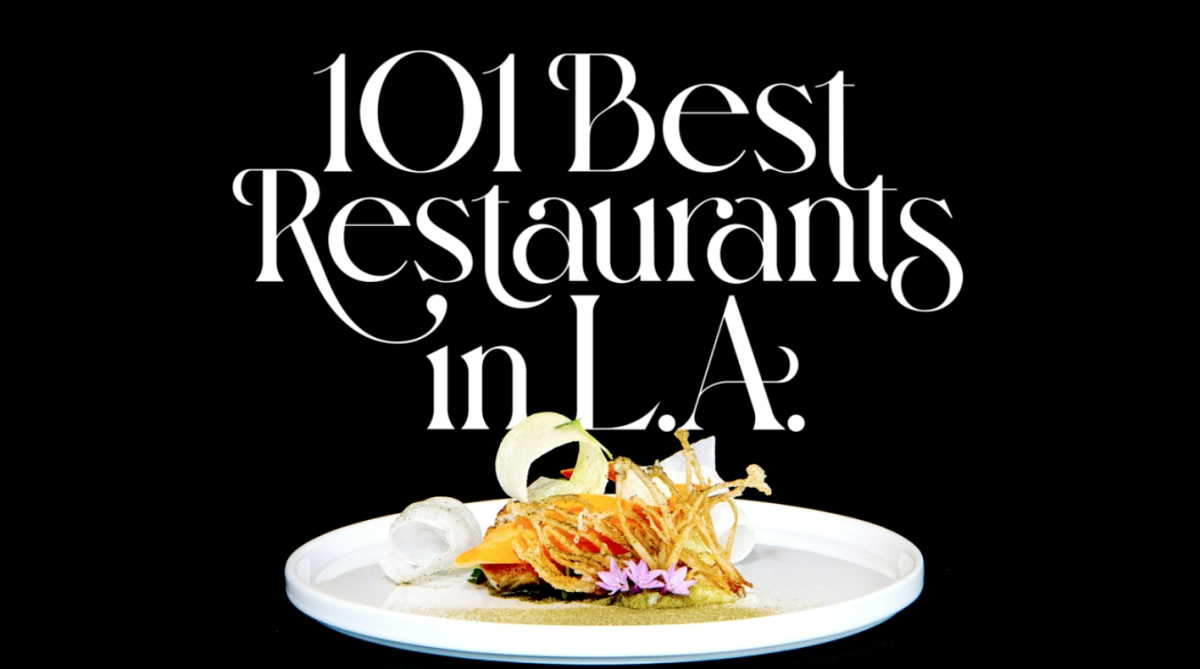 An illustration with a plate of food says "101 Best Restaurants in L.A."
