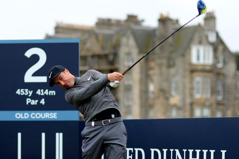 Ross Fisher tees off at No. 2 during the second round of the Alfred Dunhill Links Championship on Friday.