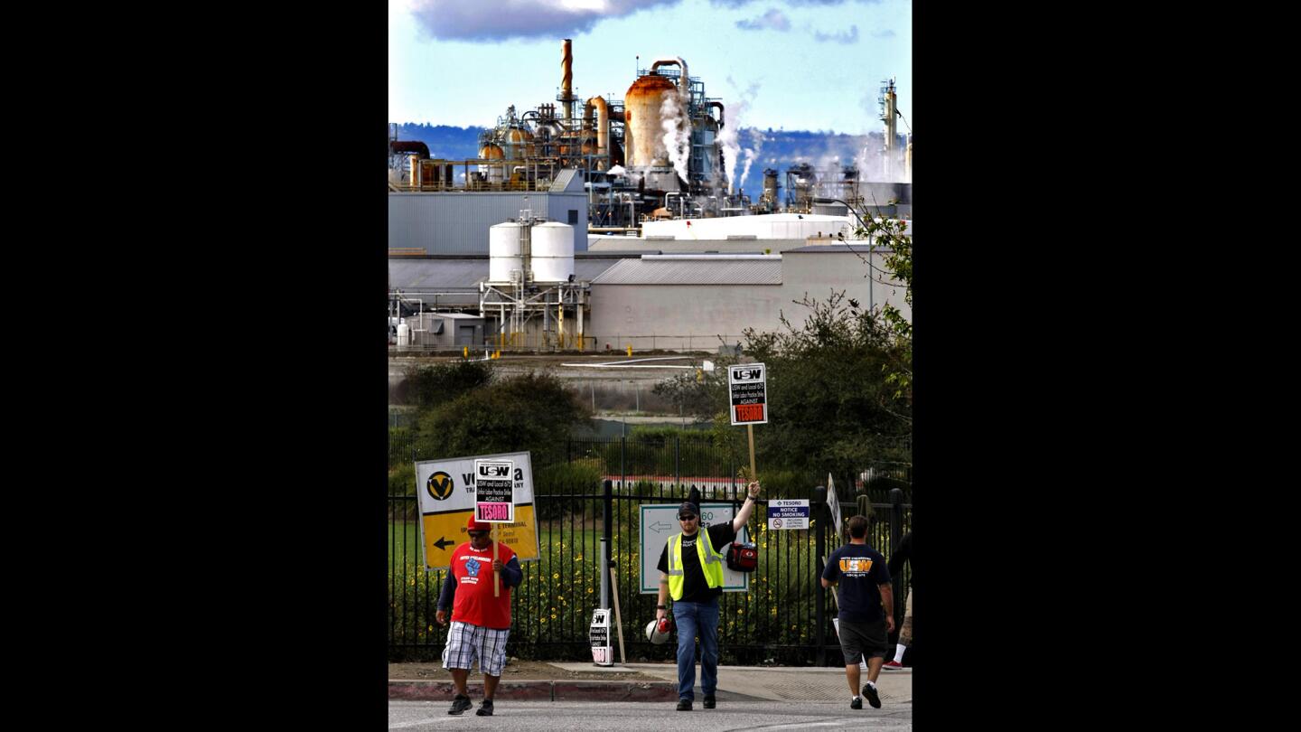 Strike at Tesoro oil refinery in Carson, Calif.