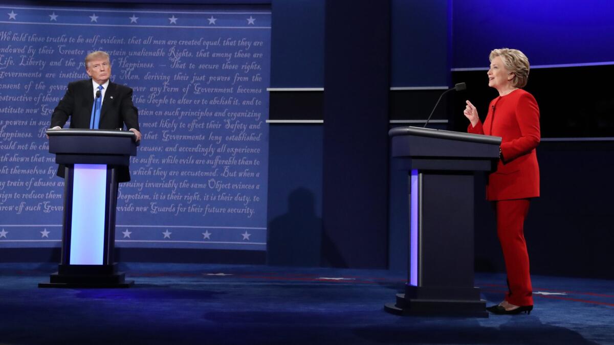 Donald Trump and Hillary Clinton debate at Hofstra University in Hempstead, N.Y.