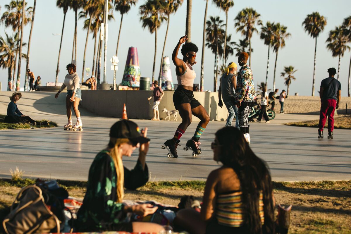 Roller skaters at Venice Beach. 