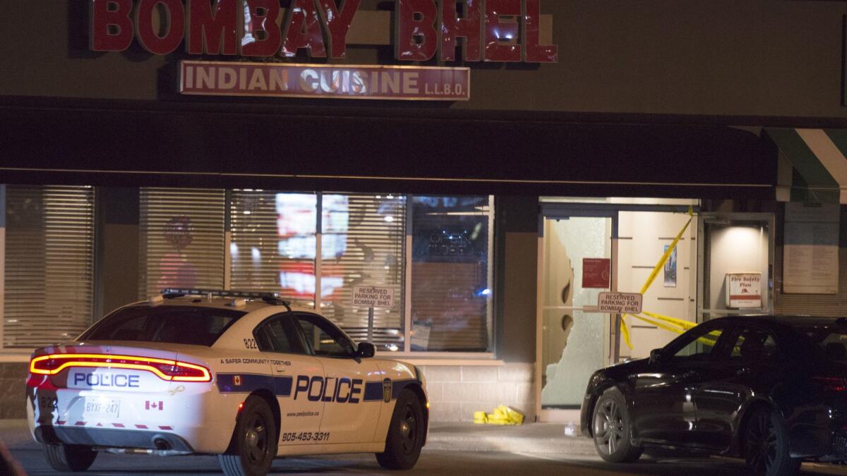 The Bombay Bhel restaurant in Mississauga, Canada, was bombed Friday.