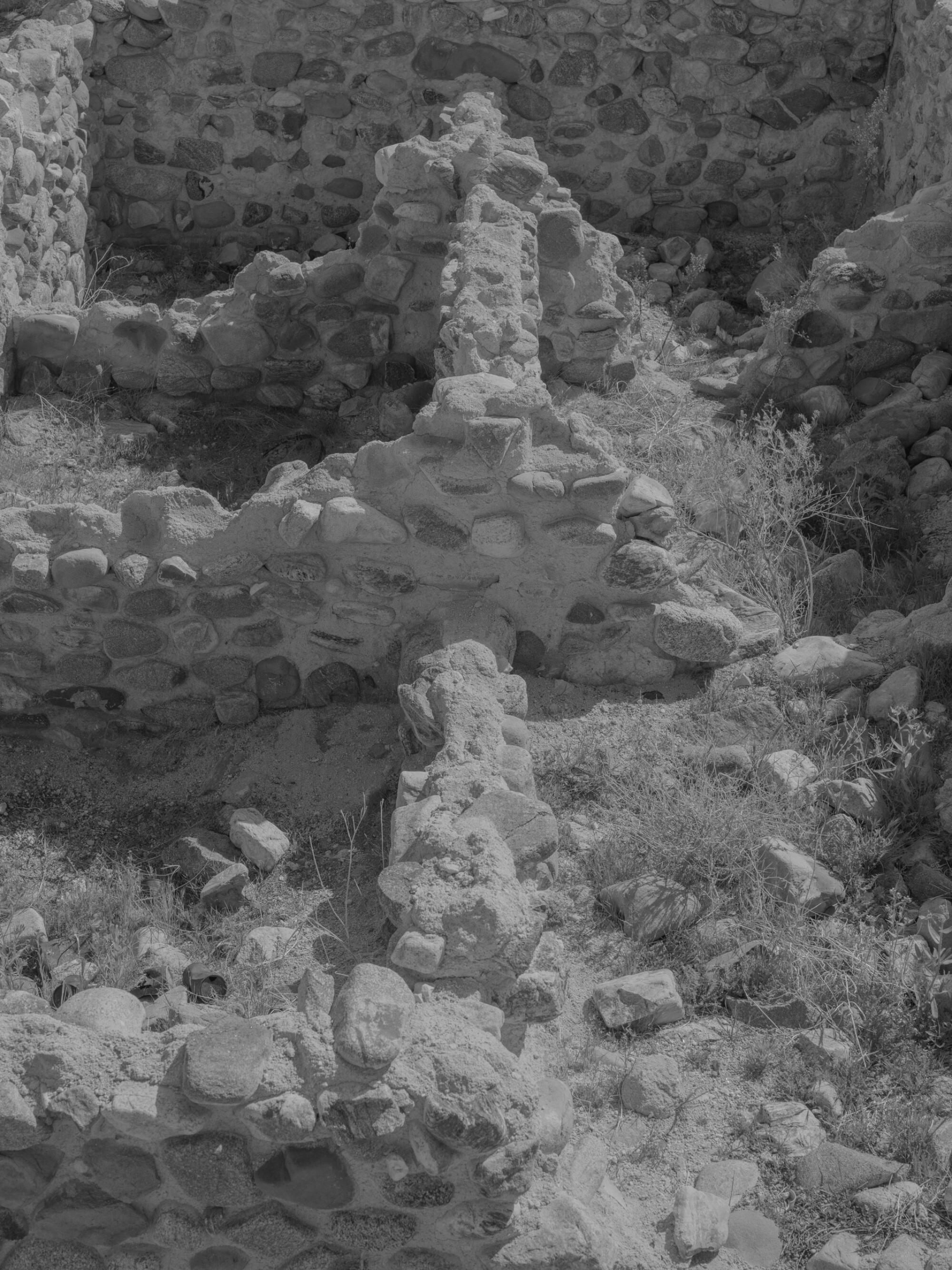 A closeup image of the stone ruins.