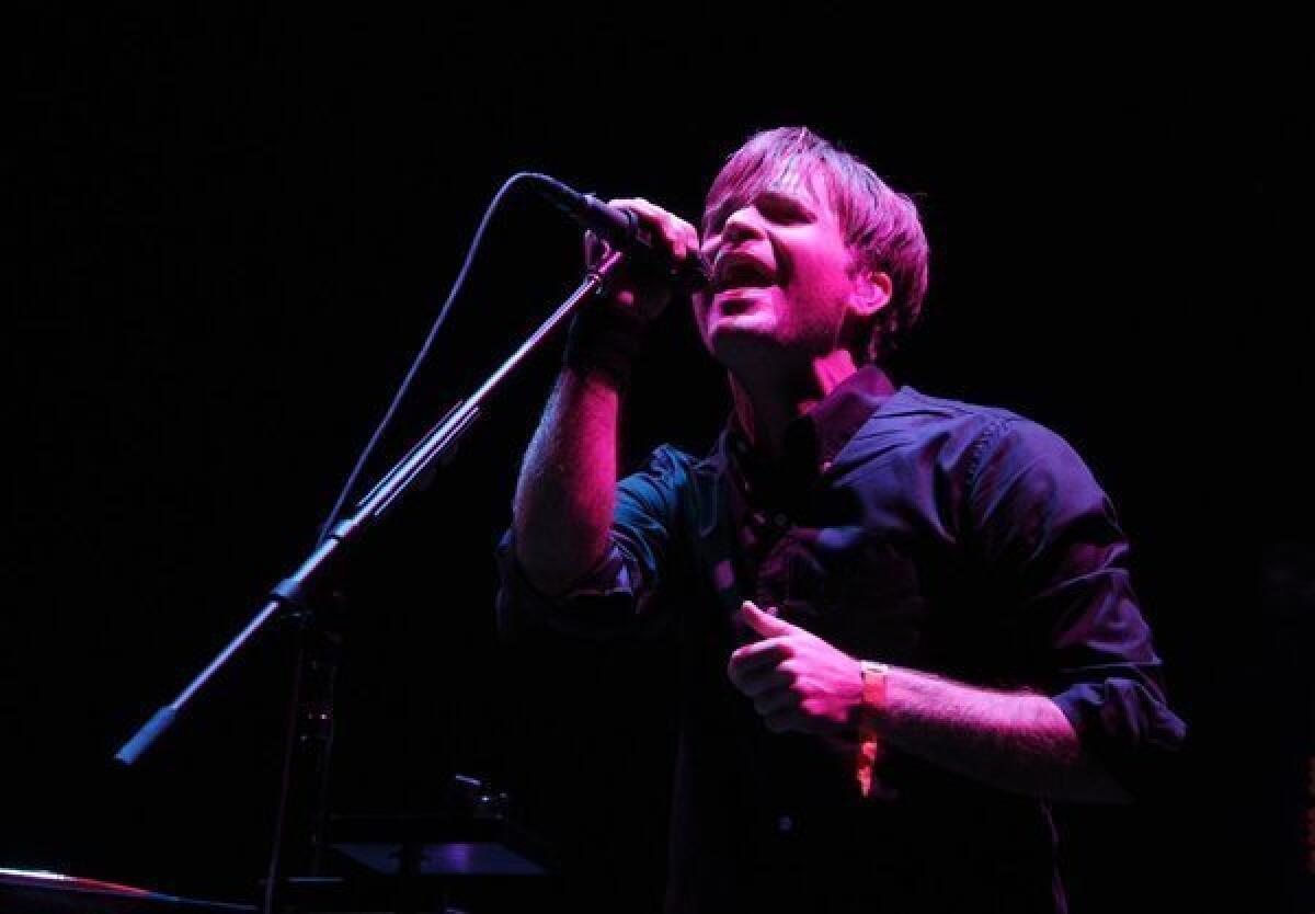 Musician Ben Gibbard of the Postal Service performs onstage during Day 2 of the Coachella Valley Music and Arts Festival.