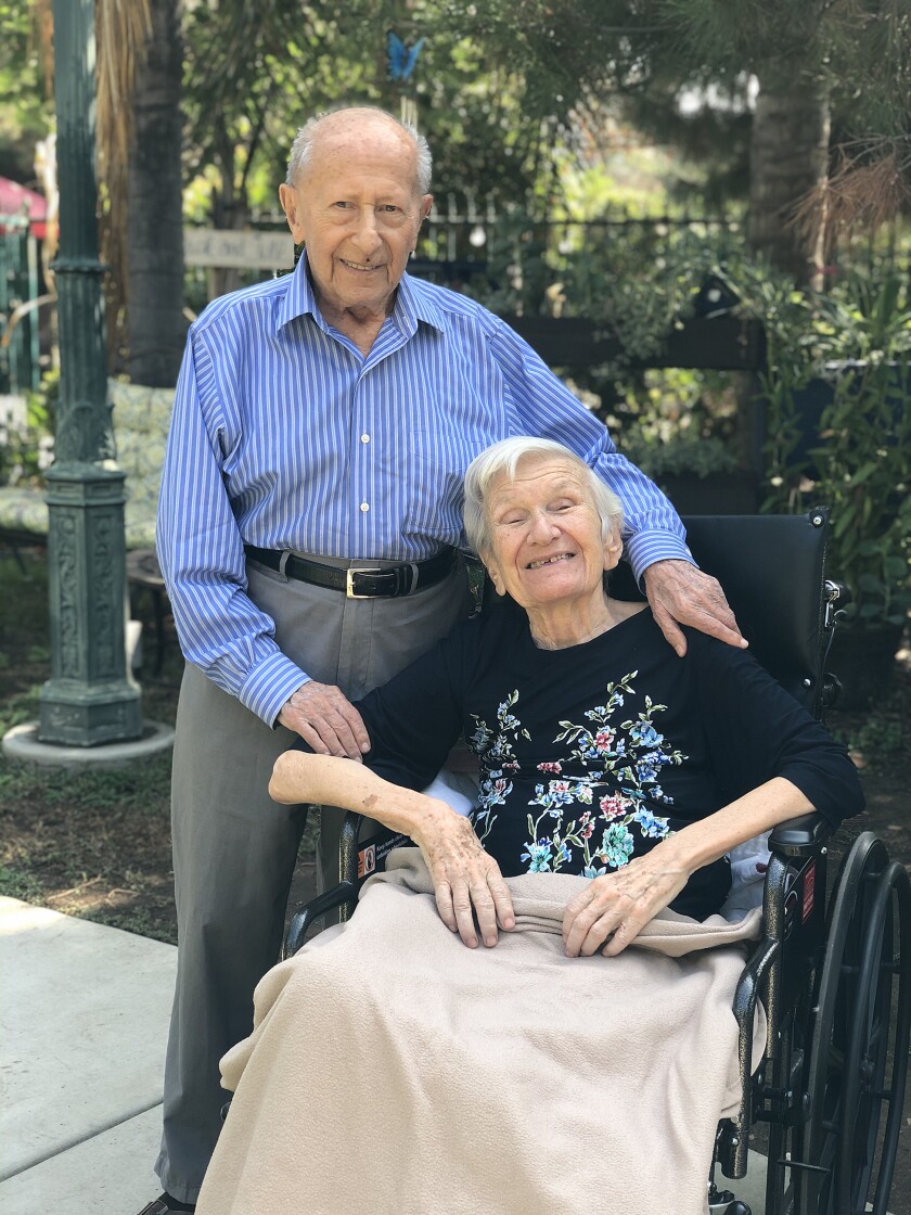 William and Pearl Good, now 96 and 91, at their care facility in Azusa, Calif.