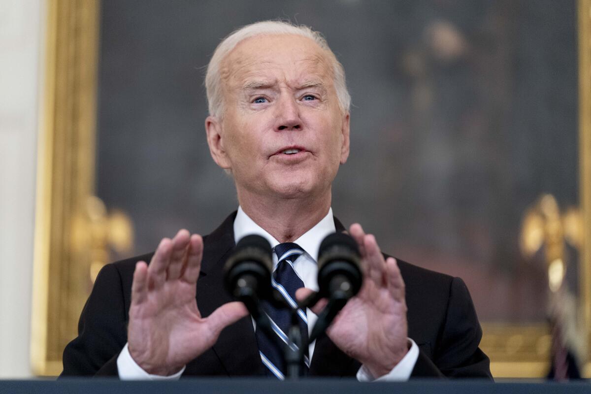 El presidente estadounidense Joe Biden habla en la Casa Blanca el 9 de septiembre del 2021. 