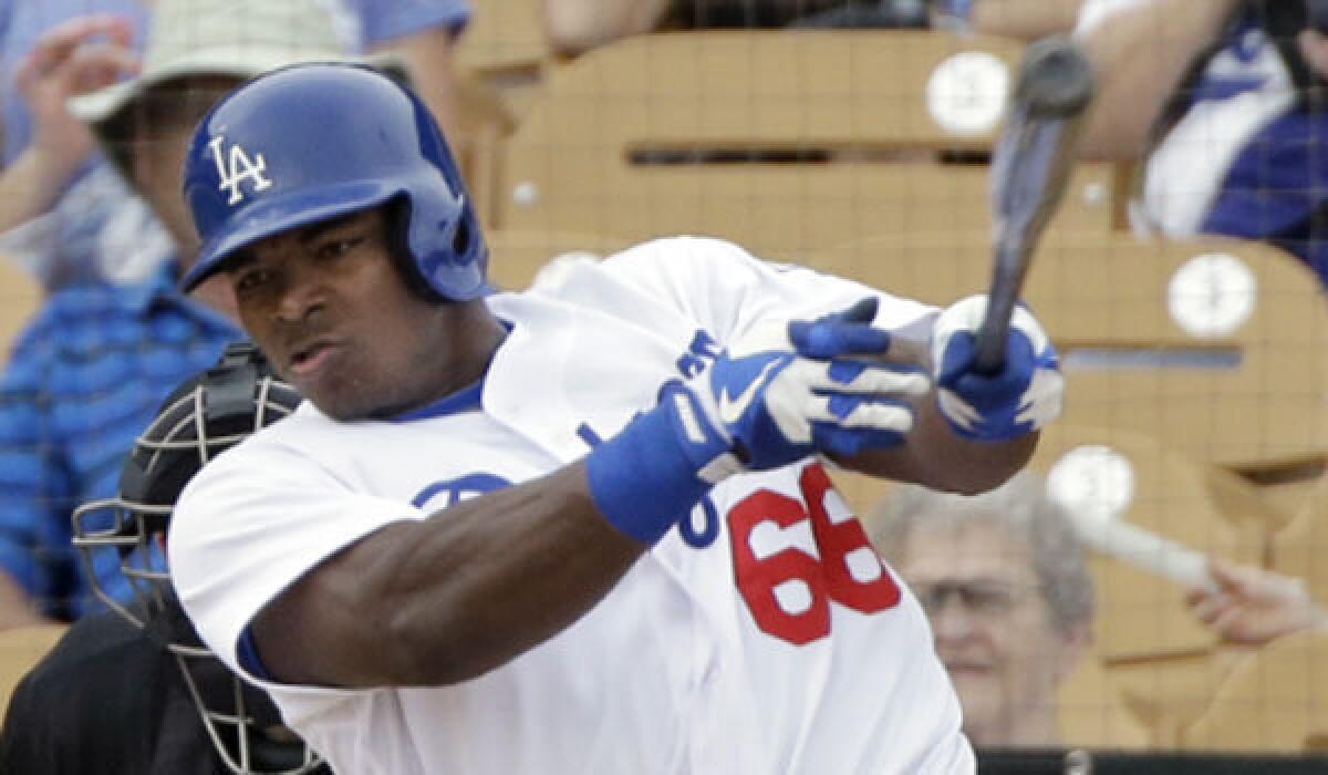 Cuban player Yasiel Puig is batting .424 with one home run and six runs batted in 16 spring games for the Dodgers.
