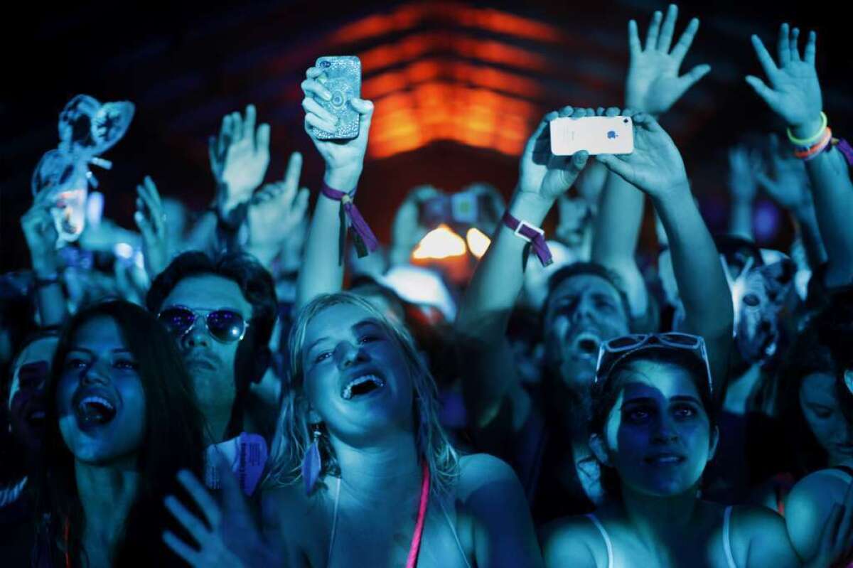 The crowd in the dance tent at Coachella in 2012.