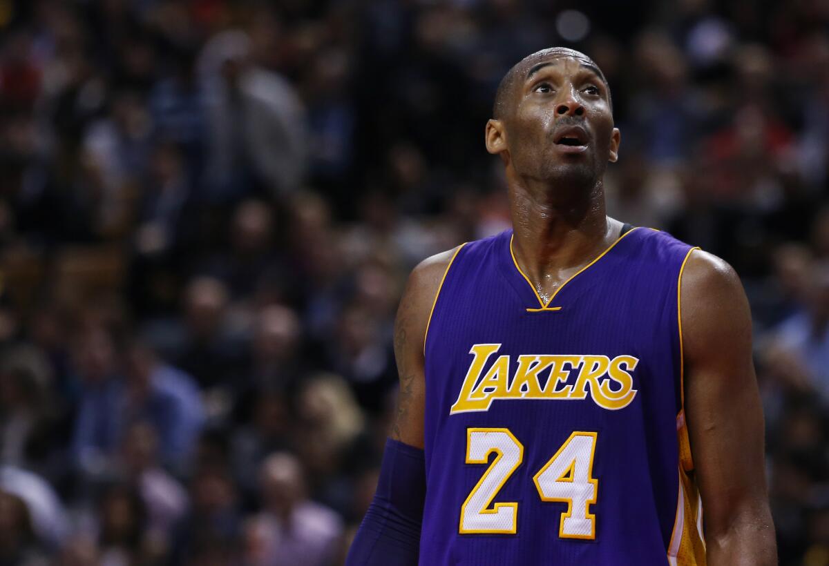 Kobe Bryant during an NBA game against the Toronto Raptors in Toronto, Canada, on Dec. 7.