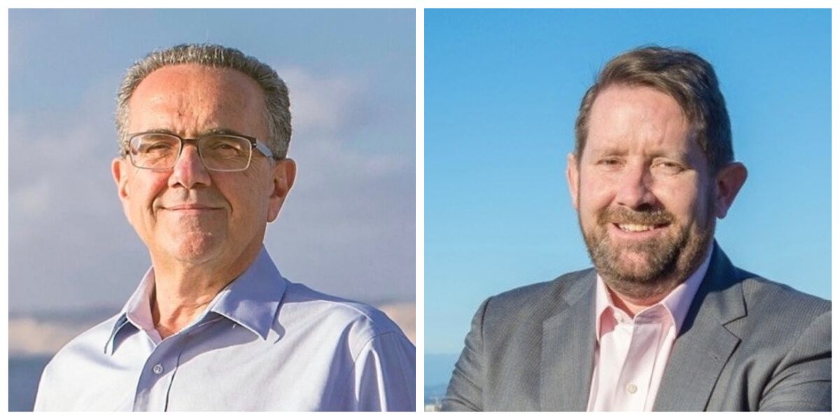 San Diego City Council District 1 candidates Joe LaCava, left, and Will Moore will participate in an online forum Sept. 17.