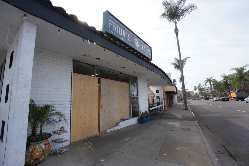 The main dining room of Frida’s Taqueria in Escondido remains closed after a recent vehicle accident.