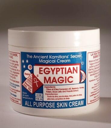 The Product: Egyptian Magic ($36, Whole Foods) On the market since 1991, this product has a beeswax, honey and royal jelly extract formula that was "used in ancient Egypt as an anti-aging skin cream," or so the label says. The Promise: Label doesn't list any specific uses, but there's that vague suggestion of "magic." The Test Drive: Best cuticle oil of all the products, rubs into the skin the fastest and has an easy-to-control consistency. Too heavy for the hair; it left our locks looking greasy. The Verdict Good for especially dry patches and cuticles, but not as face-friendly as the Eight Hour Cream or as hair-friendly as Problem Salved. Loses major points in the convenience contest. The 4-ounce jar makes it too big to tote around or carry on a plane.