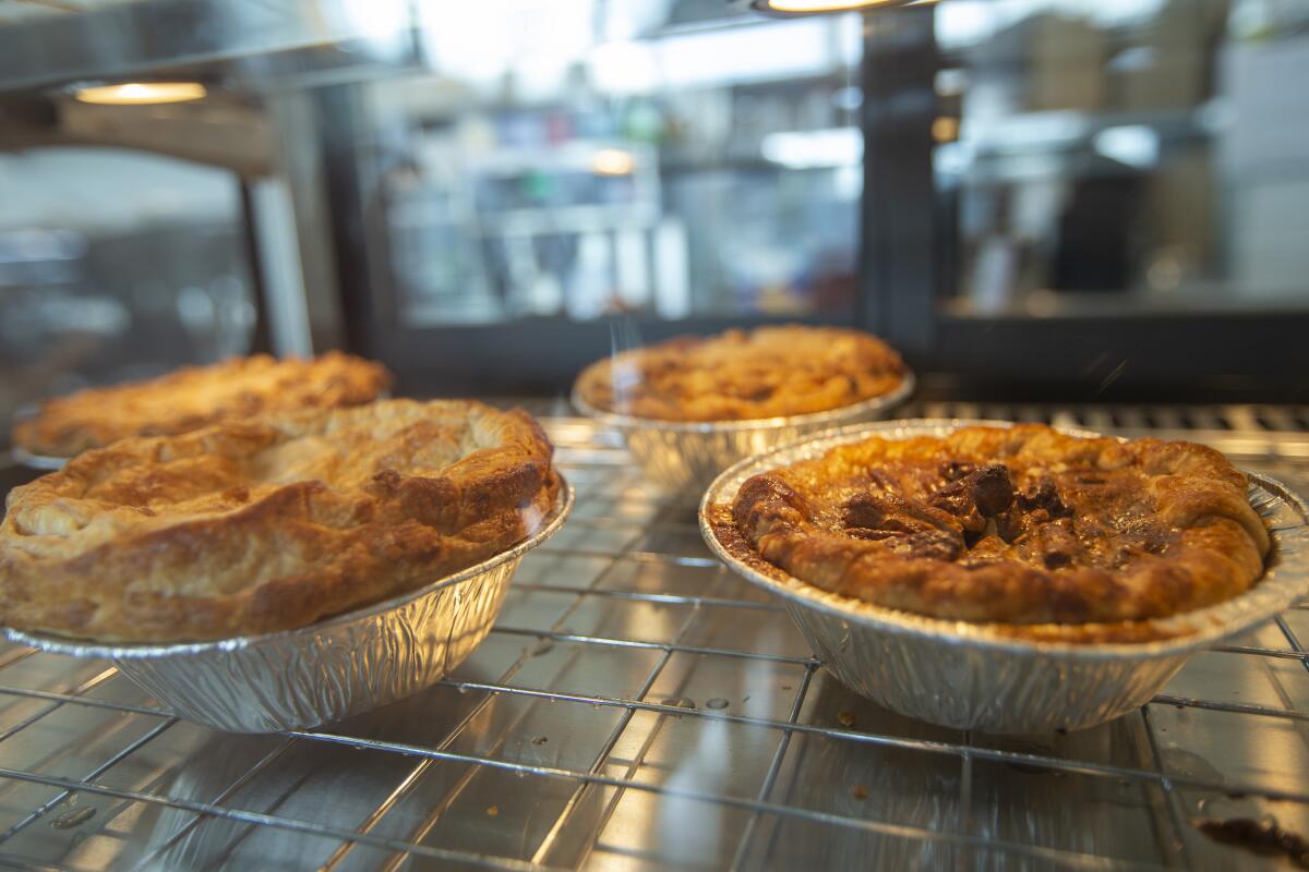 Fresh-baked pies at Toast Kitchen & Bakery in Tustin on Wednesday, Nov. 30.