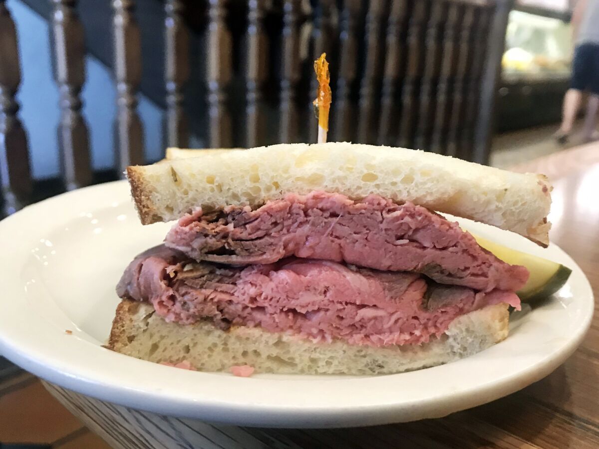 The rare roast beef sandwich from Greenblatt's Deli.