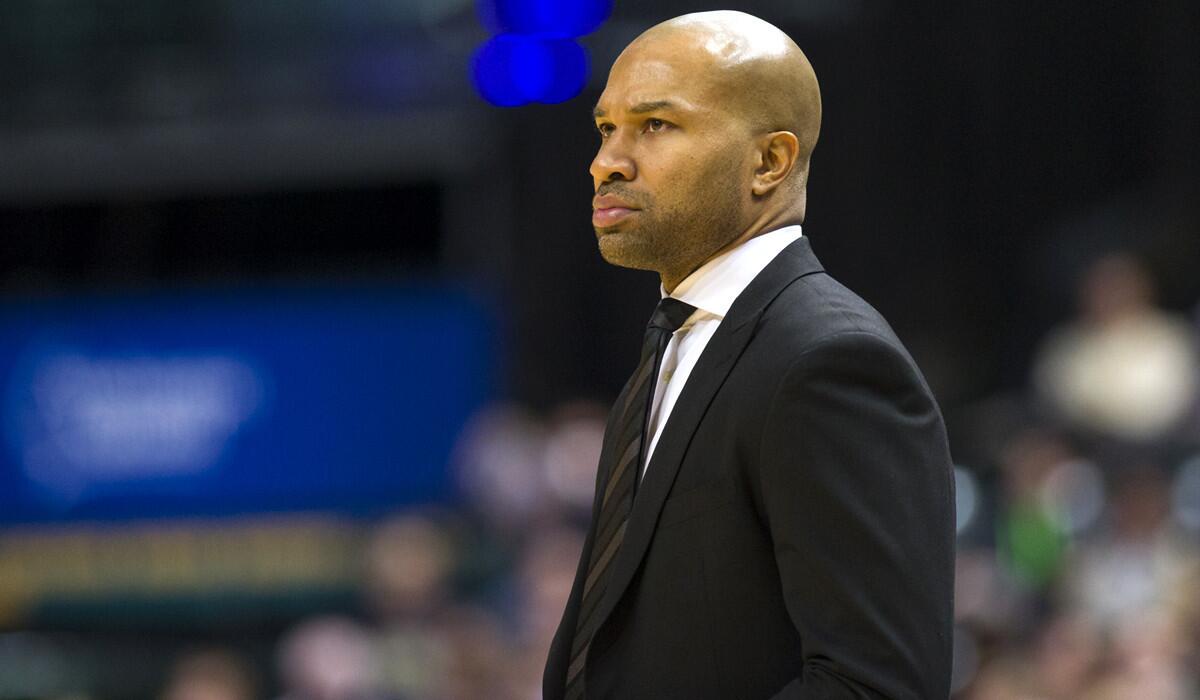 Coach Derek Fisher faces his old team Thursday night when his New York Knicks play the Lakers.