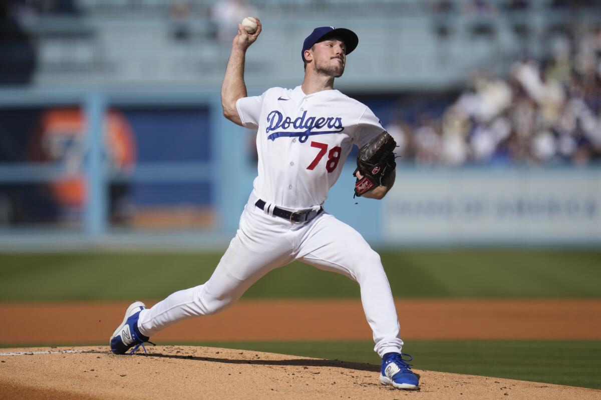 Dodgers rookie Michael Grove gave up four runs in five innings in L.A.’s 6-3 loss to the New York Yankees.