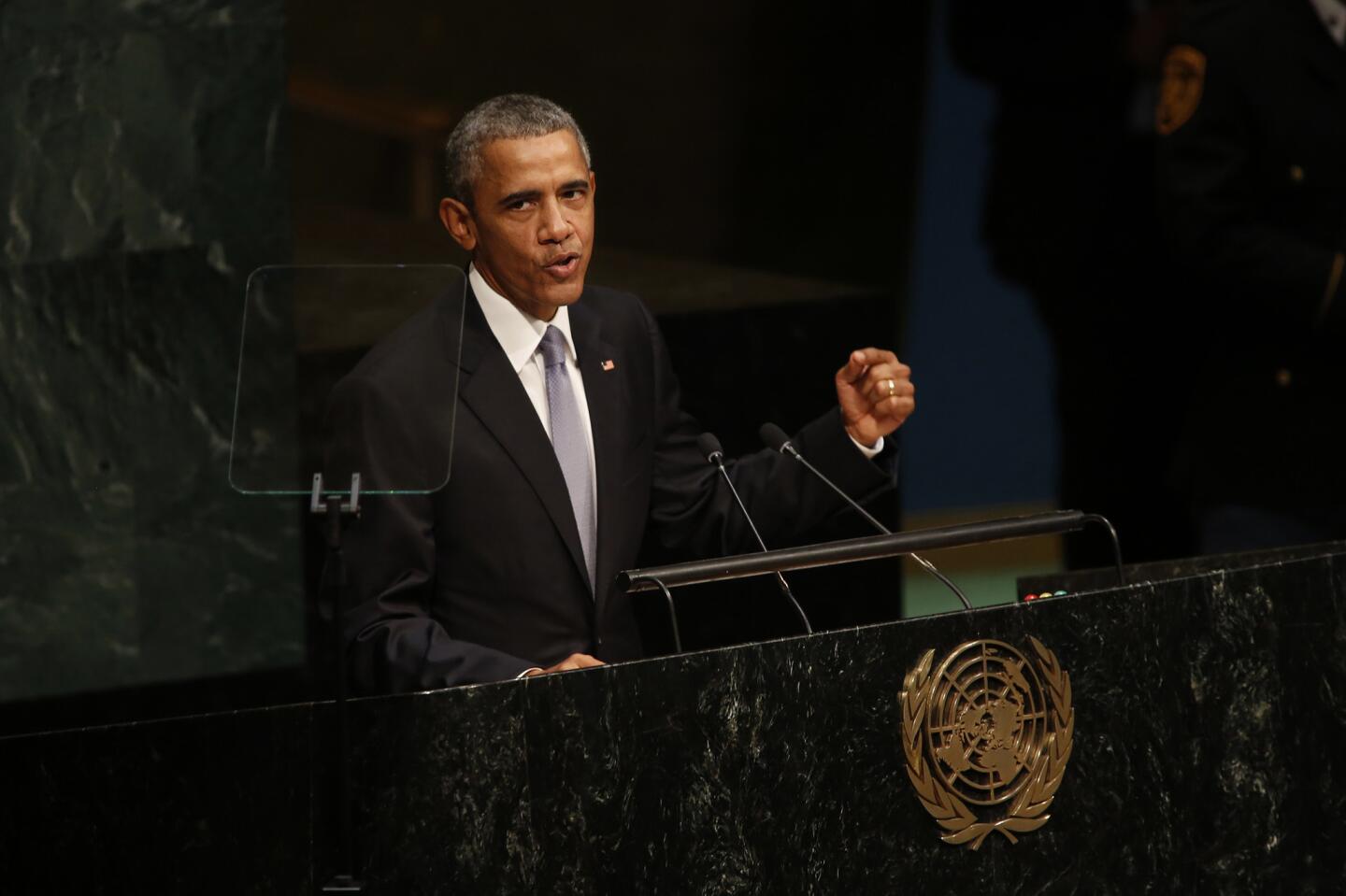 President Barak Obama addresses the United Nations 70th General Assembly.