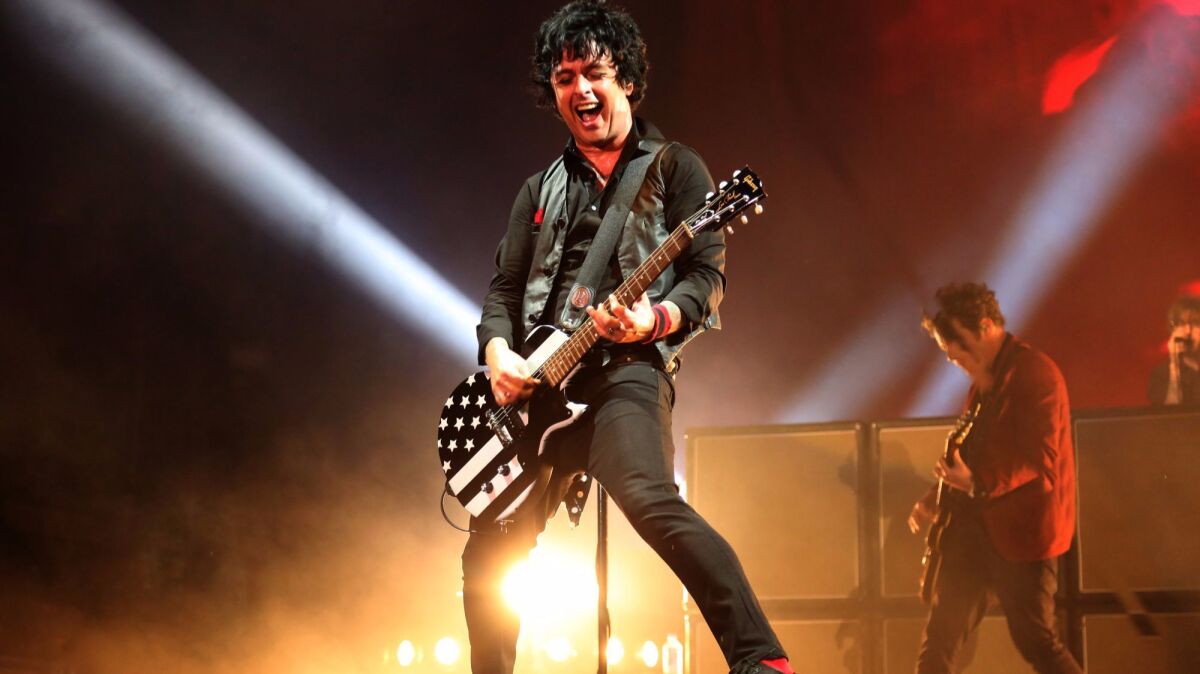 Billie Joe Armstrong performs with Green Day at the Rose Bowl.