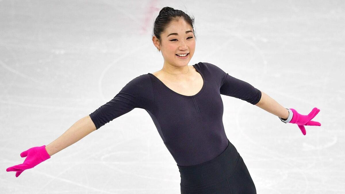 U.S. skater Mirai Nagasu practices at Gangneung Ice Arena ahead of the women's figure skating competition on Feb. 8.