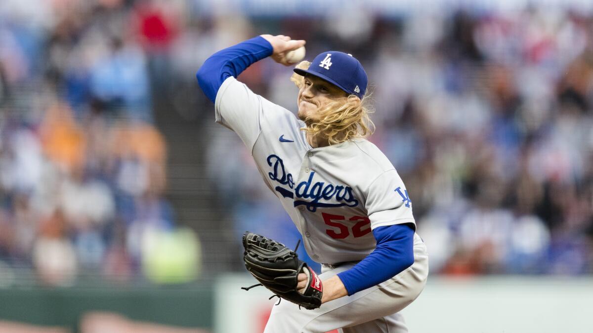 Dodgers relief pitcher Phil Bickford delivers against the San Francisco Giants on Sept. 18.