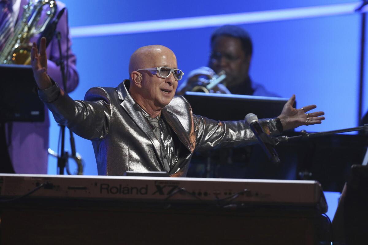 Paul Shaffer performs at the 60th annual Grammy Awards at Madison Square Garden on Sunday