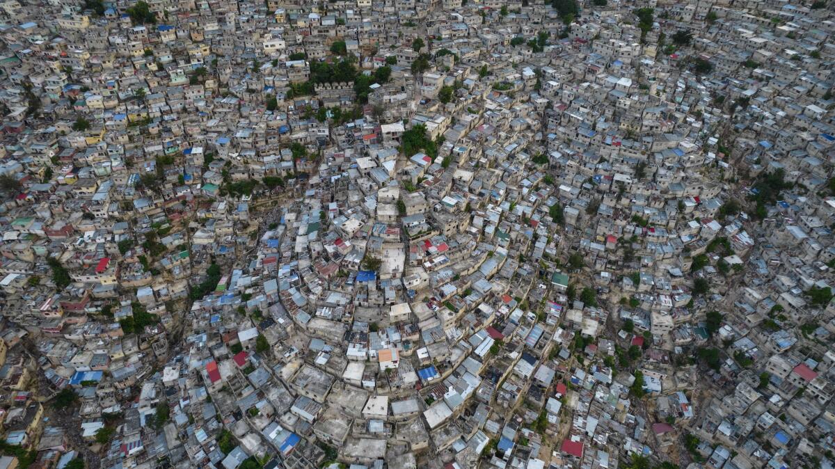 An aerial view of a neighborhood in Port-au-Prince, Haiti.