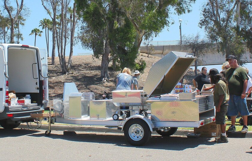 The barbecue-trailer gifted to So Others May Eat (SOME) by the Kiwanis Club of La Jolla was custom-made in Georgia.