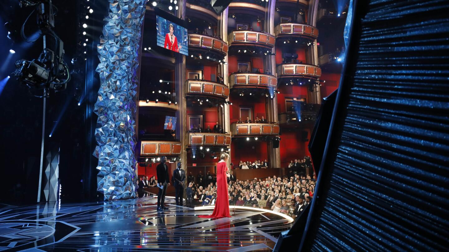 Allison Janney, winner for best supporting actress in "I, Tonya," from backstage at the 90th Academy Awards on Sunday at the Dolby Theatre in Hollywood.