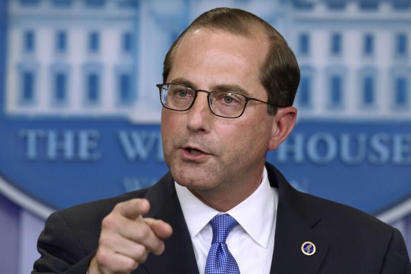 Health and Human Services Secretary Alex Azar speaks during the daily briefing at the White House in Washington, Friday, May 11, 2018. (AP Photo/Susan Walsh)