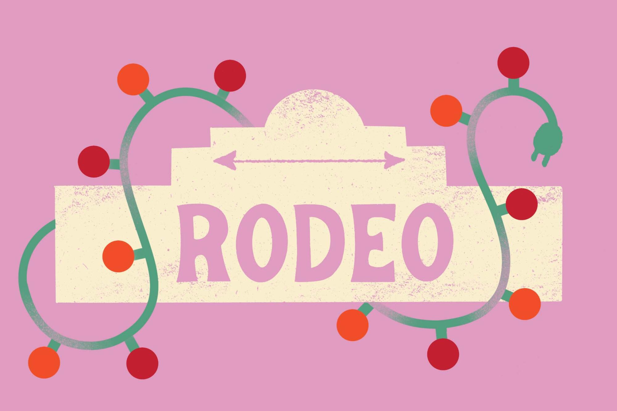 Illustration with lights and the word "Rodeo."