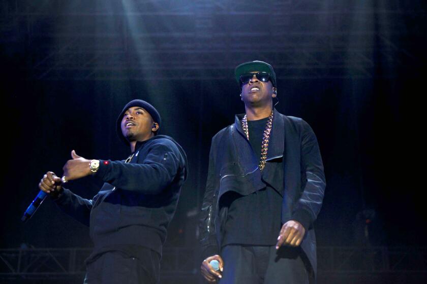 Nas was joined by Jay-Z on the outdoor stage Saturday at the Coachella Valley Music and Arts Festival in Indio.