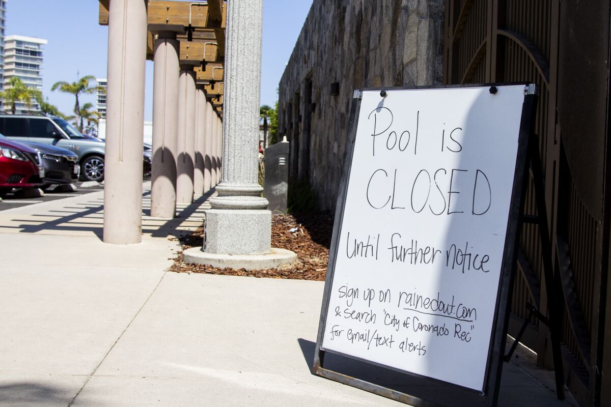 A sign announces pool closure