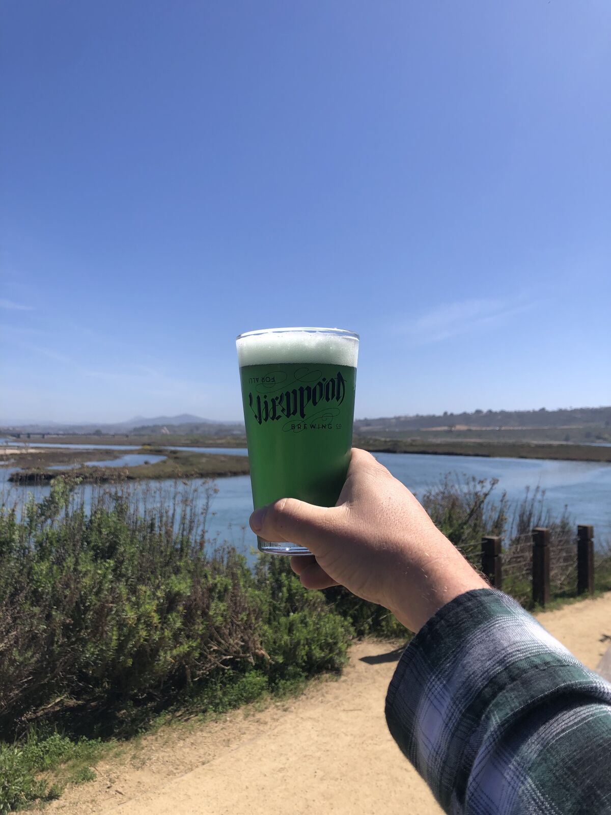 Green beer with a view of the San Dieguito Lagoon at Viewpoint.