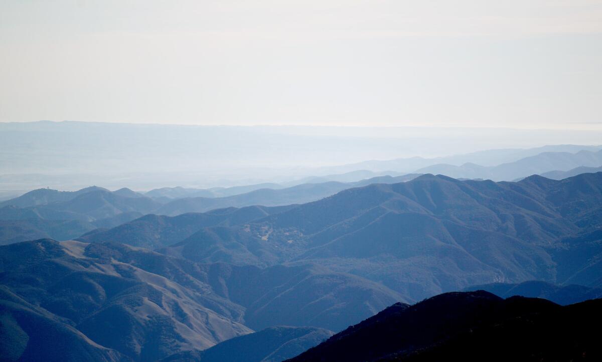 The view across the Salinas Valley to the San Joaquin Valley from the Bernard M. Oliver Observing Station on Chews Ridge in the Los Padres National Forest near Carmel, where researches are measuring the quality of the air as it blows ashore from the Pacific Ocean.
