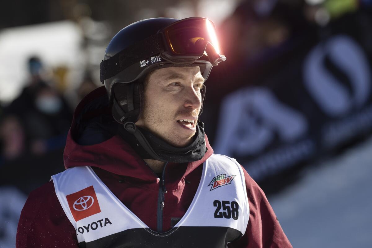 FILE - Shaun White, of the United States, is shown after his third run in the snowboarding halfpipe finals, Sunday, Dec. 19, 2021, during the Dew Tour at Copper Mountain, Colo. Shaun White is likely heading to the Olympics for a fifth time. For the first time, the snowboarding star and three-time gold medalist on the halfpipe won't be the favorite. (AP Photo/Hugh Carey, File)