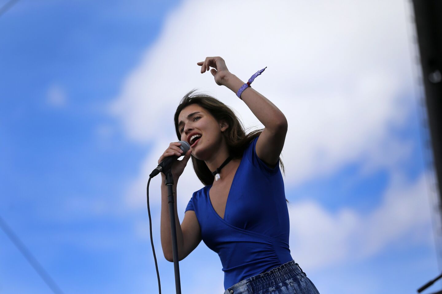 Rainey Qualley performs on the Mane Stage on the second day of the 10th edition of Stagecoach Country Music Festival at the Empire Polo Club in Indio on April 30.