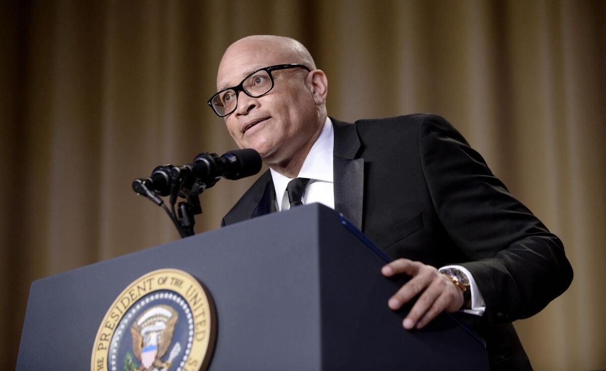 Comedian Larry Wilmore speaks during the White House Correspondents' Assn. annual dinner at the Washington Hilton hotel.