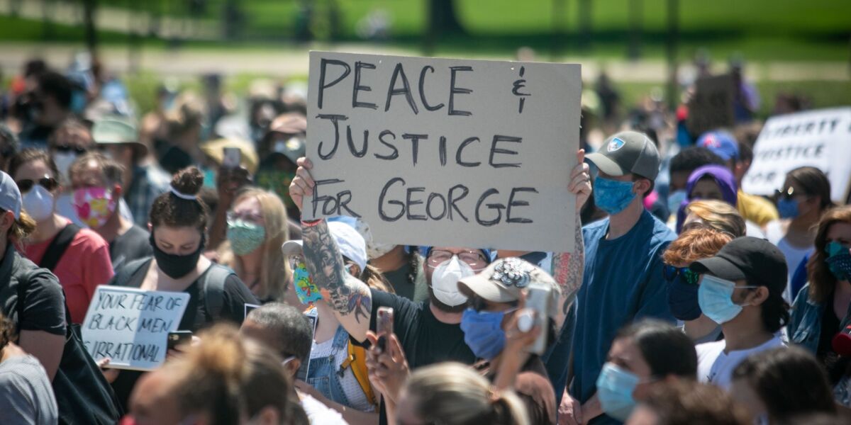 Protesters gather at the Minnesota State Capitol on Sunday to demand justice for George Floyd 