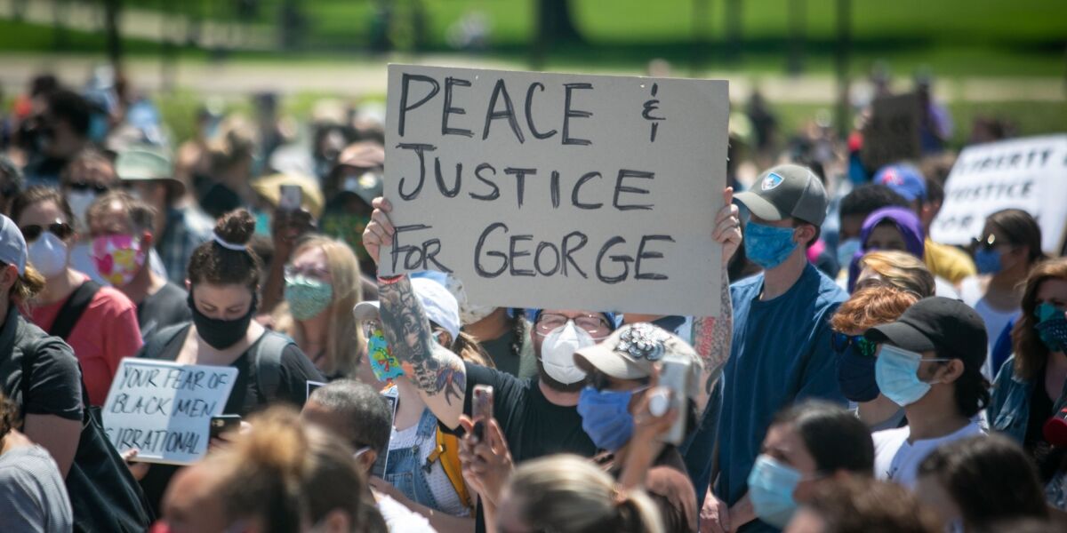 Protesters gathered to demand justice for George Floyd.