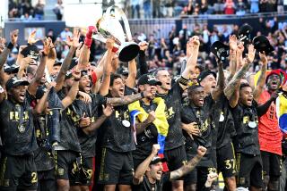 Los Angeles, California November 5, 2022-LAFC players celebrate the MLS Cup.