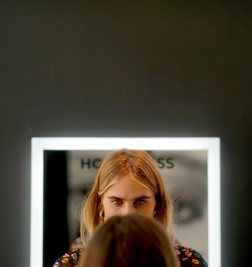Hollywood brow whisperer Kristie Streicher at Hourglass Cosmetics' pop-up shop at the Grove.