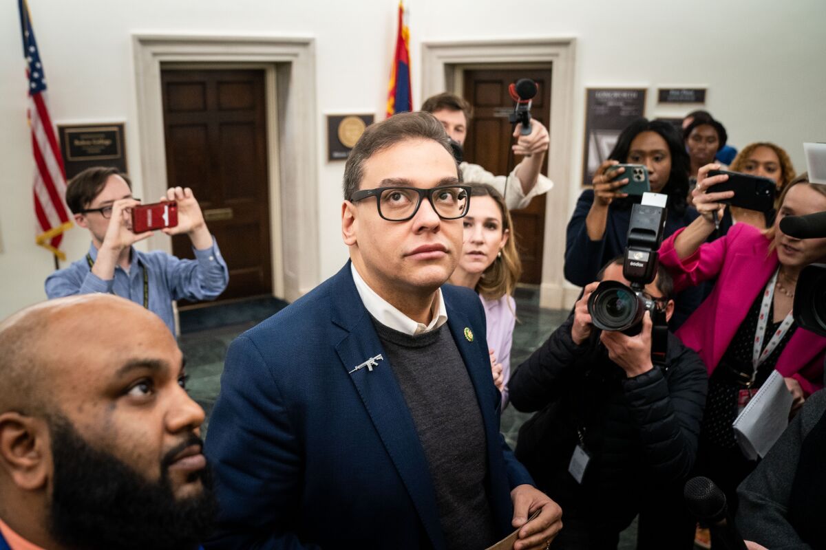 Criminal charges boost support for bill to oust George Santos - Los Angeles Times