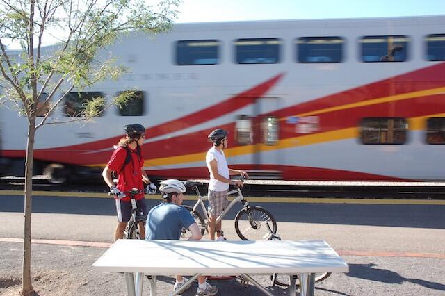 Rail Runner train rolls through Santa Fe, N.M. Photo taken 2010.
