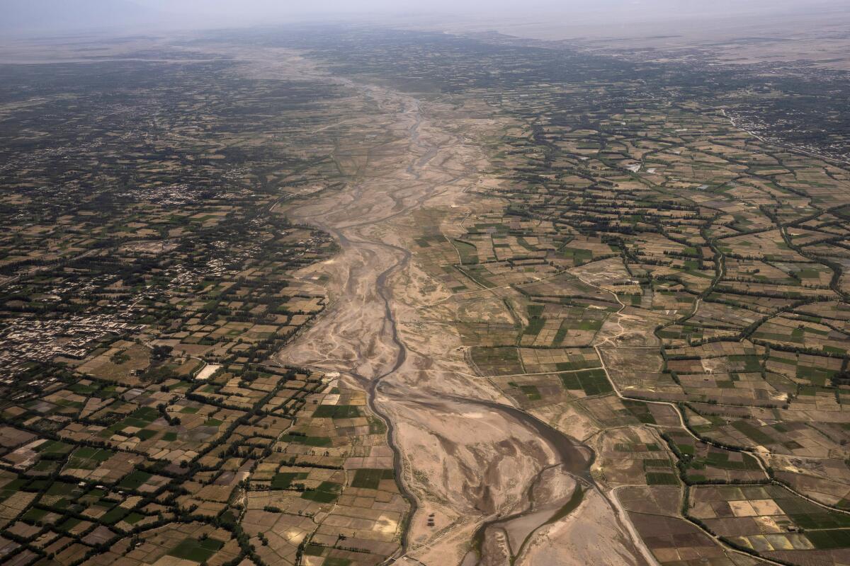 An aerial view of the outskirts of Herat, Afghanistan, in June