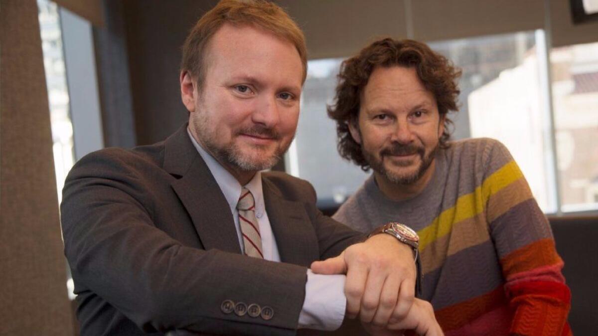 "Star Wars: The Last Jedi" writer-director Rian Johnson, left, and producer Ram Bergman.