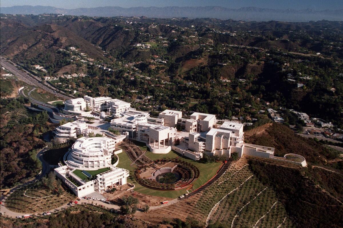 The Getty Center, photographed a month before its opening in 1997.