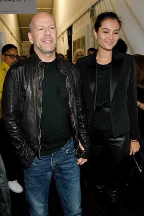 Bruce Willis and his girlfriend, model Emma Heming, at the Bryant Park tents in New York.