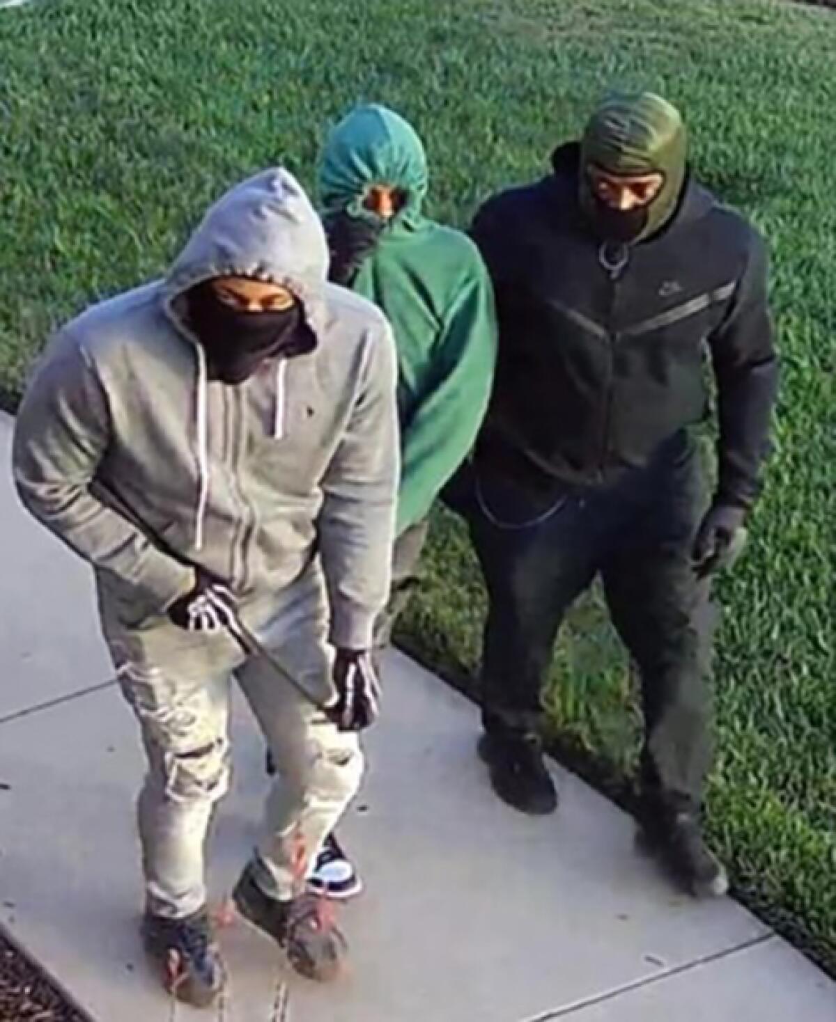 Three suspects in a burglary in East County on July 21.
